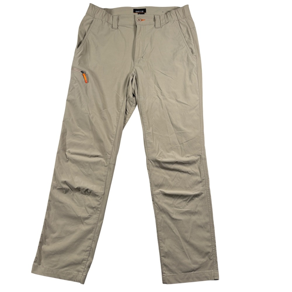 Orvis Pants Mens M 30 Khaki Stretch Nylon Hiking Outdoor Travel Trousers